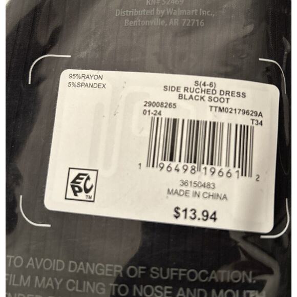 Time And Tru Maternity Short Sleeve Dress Black Scoop Neck Semi Fitted Sz S(4/6) - Picture 6 of 7